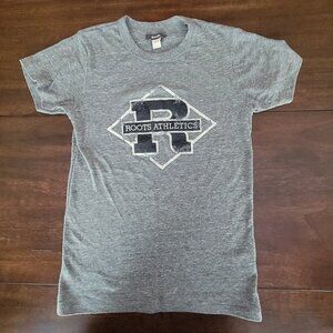 ROOTS Tee Women's Sz XS T-shirt Gray Short Sleeve